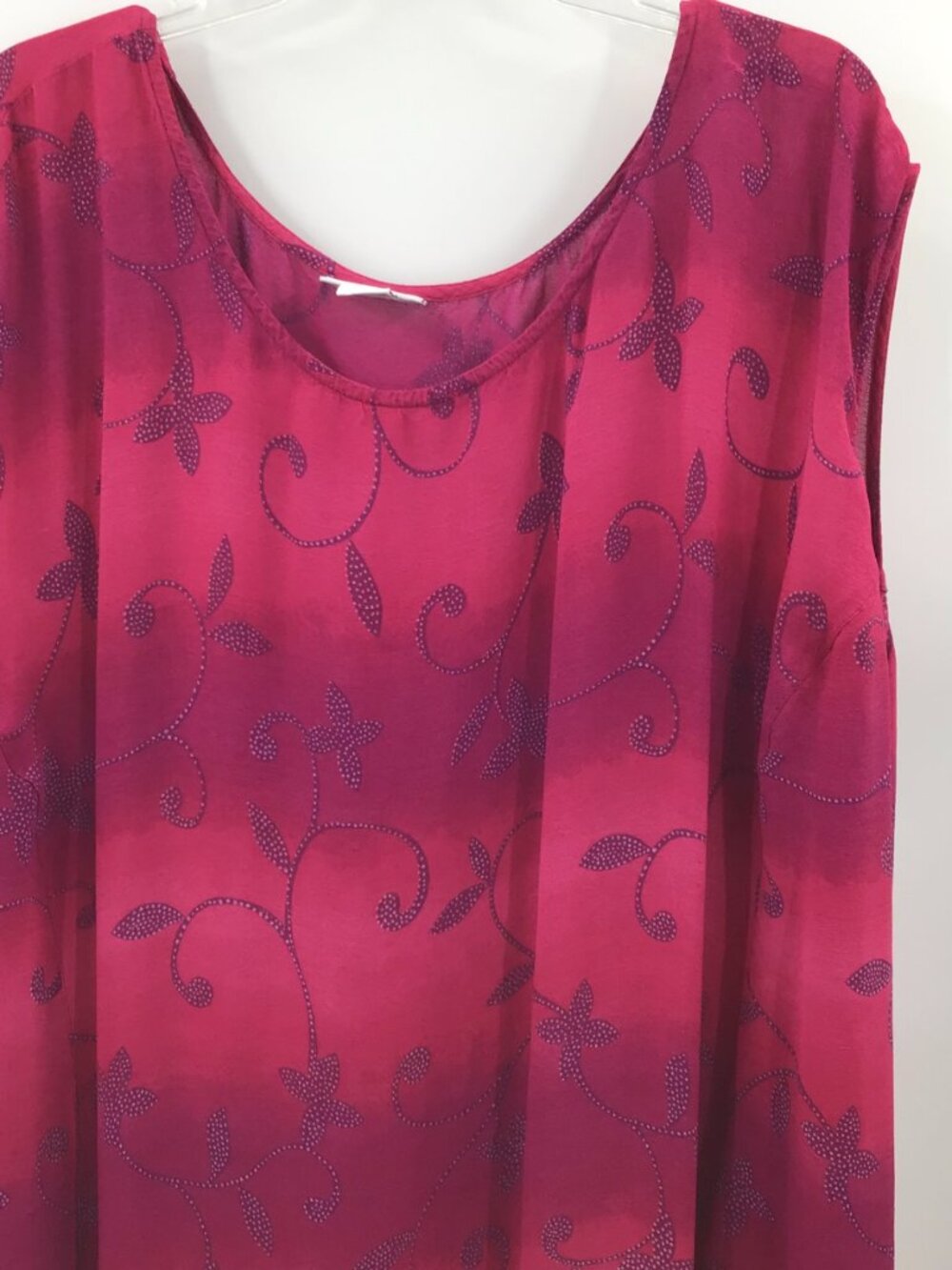 Vintage Womens 22/24 Dopamine Pink Purple Ombre Floral Print Sun Dress Cover Up - Picture 4 of 10